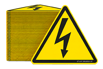 Placas de advertência para risco de choque elétrico